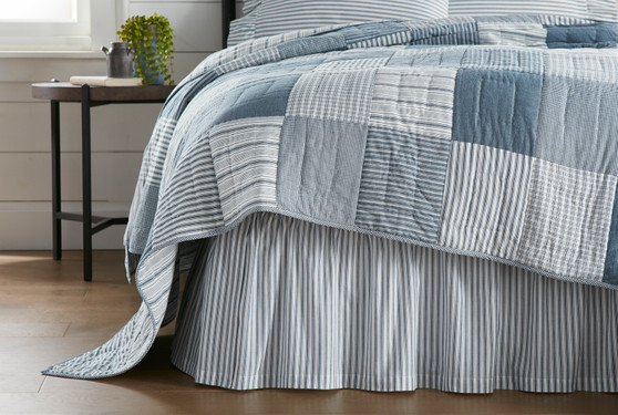 Sawyer Mill Blue Ticking Stripe Queen Bed Skirt 60X80X16 "51906"