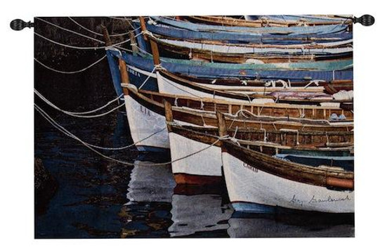 Row Of Boats Fine Art Tapestry "WW-7336-10075"