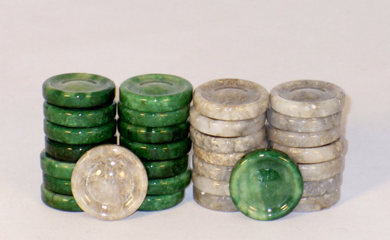 Green & White Alabaster Checkers "PGN"