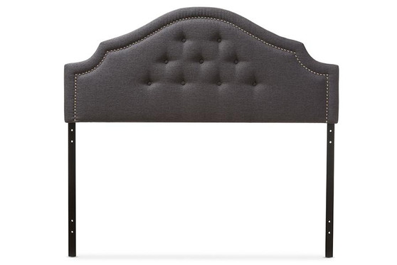 Cora Grey Fabric Upholstered Full Headboard BBT6564-Dark Grey-Full HB By Baxton Studio