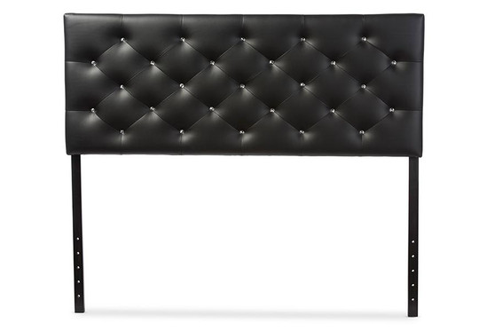 Viviana Faux Leather Button-Tufted Full Headboard BBT6506-Black-Full HB By Baxton Studio