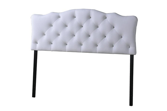 Rita Full Leather Button-Tufted Scalloped Headboard BBT6503-White-Full HB By Baxton Studio