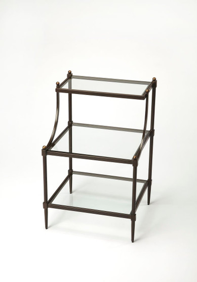 "7015030" Peninsula Metal & Glass Tiered Side Table