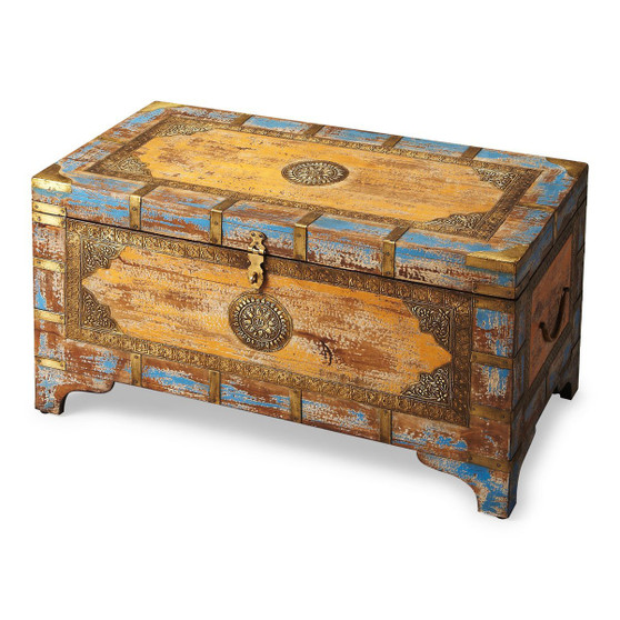 "3365290" Nador Painted Brass Inlay Storage Trunk