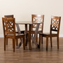 "Miela-Dark Brown/Walnut-5PC Dining Set" Kaila Modern And Contemporary Walnut Brown Finished Wood 5-Piece Dining Set