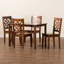 "RH340C-Walnut-7PC Dining Set" Nicolette Modern And Contemporary Walnut Brown Finished Wood 5-Piece Dining Set