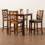 "RH340P-Sand/Dark Brown-5PC Pub Set" Nicolette Modern And Contemporary Grey Fabric Upholstered And Walnut Brown Finished Wood 5-Piece Pub Set