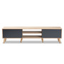 "TV8010-Walnut/Grey-TV" Clapton Modern And Contemporary Two-Tone Grey And Oak Brown Finished Wood Tv Stand