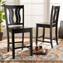 "RH338P-Sand/Dark Brown-PC" Fenton Modern And Contemporary Transitional Dark Brown Finished Wood 2-Piece Counter Stool Set
