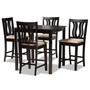 "RH339P-Sand/Dark Brown-5PC Pub Set" Fenton Modern And Contemporary Transitional Sand Fabric Upholstered And Dark Brown Finished Wood 5-Piece Pub Set