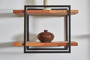 "D8142" 12" In 2 Tier Shelving Mid Century Square Wood/Metal Wall Display By Ore International