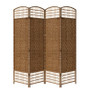 "FW0676RD" Brown Paper Straw Weave 4 Panel Screen On 2" Legs, Handcrafter By Ore International