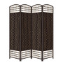 "FW0676RL" Espresso Brown Paper Straw Weave 4 Panel Screen On Legs, Handcrafted By Ore International