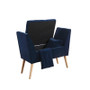 "HB4695" 35" Navy Blue Mid-Century Storage Bench + Pillow And Blanket By Ore International