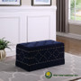 "HB4778" 18.5" In Indigo Blue Velvet Chrome Nailhead Studs Tufted Storage Bench + 2 Seatings By Ore International