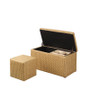 "HB4796" 18" In Yellow Gold Plaid Leatherette Marble Pattern Storage Ottoman Hidden Tray + 1 Seat By Ore International