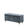 "HB4804" 17.5" In Magnolia Blue Gray Tufted Bench W/ Storage Basket Drawers By Ore International