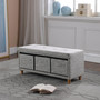 "HB4805" 17.5" In Appleby Slate Gray Tufted Bench W/ Storage Basket Drawers By Ore International