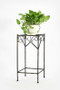 "LB-1702" 26.18" Large Celtic Clover Square Black/Gold Cast Metal Plant Stand By Ore International