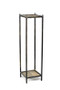 "LB-1710" 28.5" Gray Stone Slab 2 Tier Medium Square Black/Gold Cast Metal Plant Stand By Ore International