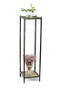 "LB-1710" 28.5" Gray Stone Slab 2 Tier Medium Square Black/Gold Cast Metal Plant Stand By Ore International