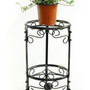 "LB-1719" 18"H Dual Black/Gold Cast Metal Plant Stand W/ Wheels By Ore International