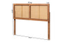 "MG9725-1-Ash Walnut Rattan-HB-Full" Gilbert Mid-Century Modern Ash Walnut Finished Wood And Synthetic Rattan Full Size Headboard