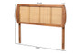 "MG9734-Ash Walnut Rattan-HB-Queen" Harris Mid-Century Modern Ash Walnut Finished Wood And Synthetic Rattan Queen Size Headboard