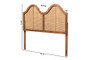 "MG9739-1-Ash Walnut Rattan-HB-King" Hazel Vintage Classic And Traditional Ash Walnut Finished Wood And Synthetic Rattan King Size Arched Headboard