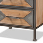 Laurel Rustic Industrial Antique Grey Finished Metal And Whitewashed Oak Brown Finished Wood 3-Drawer Nightstand 1 By Baxton Studio