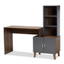 Jaeger Modern And Contemporary Two-Tone Walnut Brown And Dark Grey Finished Wood Storage Desk With Shelves 1 By Baxton Studio