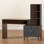 Jaeger Modern And Contemporary Two-Tone Walnut Brown And Dark Grey Finished Wood Storage Desk With Shelves 1 By Baxton Studio