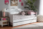Alya Classic Traditional Farmhouse White Finished Wood Full Size Daybed With Roll-Out Trundle Bed 1 By Baxton Studio