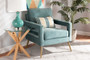 Leland Glam And Luxe Light Blue Velvet Fabric Upholstered And Gold Finished Armchair 1 By Baxton Studio