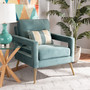 Leland Glam And Luxe Light Blue Velvet Fabric Upholstered And Gold Finished Armchair 1 By Baxton Studio