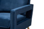 Leland Glam And Luxe Navy Blue Velvet Fabric Upholstered And Gold Finished Armchair 1 By Baxton Studio