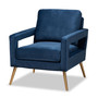 Leland Glam And Luxe Navy Blue Velvet Fabric Upholstered And Gold Finished Armchair 1 By Baxton Studio