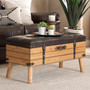 Amena Rustic Transitional Dark Brown Pu Leather Upholstered And Oak Finished Wood Large Storage Ottoman 1 By Baxton Studio