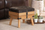 Amena Rustic Transitional Dark Brown Pu Leather Upholstered And Oak Finished Wood Small Storage Ottoman 1 By Baxton Studio