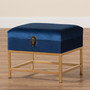 Aliana Glam And Luxe Navy Blue Velvet Fabric Upholstered And Gold Finished Metal Small Storage Ottoman 1 By Baxton Studio