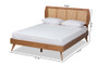 Asami Mid-Century Modern Walnut Brown Finished Wood And Synthetic Rattan Full Size Platform Bed 1 By Baxton Studio