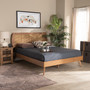 Asami Mid-Century Modern Walnut Brown Finished Wood And Synthetic Rattan Full Size Platform Bed 1 By Baxton Studio