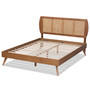 Asami Mid-Century Modern Walnut Brown Finished Wood And Synthetic Rattan Full Size Platform Bed 1 By Baxton Studio