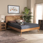 Asami Mid-Century Modern Walnut Brown Finished Wood And Synthetic Rattan Full Size Platform Bed 1 By Baxton Studio