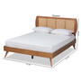 Asami Mid-Century Modern Walnut Brown Finished Wood And Synthetic Rattan Full Size Platform Bed 1 By Baxton Studio