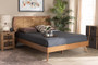 Asami Mid-Century Modern Walnut Brown Finished Wood And Synthetic Rattan King Size Platform Bed 1 By Baxton Studio