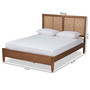 Redmond Mid-Century Modern Walnut Brown Finished Wood And Synthetic Rattan King Size Platform Bed 1 By Baxton Studio