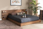 Elina Modern And Contemporary Walnut Brown Finished Wood Queen Size Platform Storage Bed With Shelves 1 By Baxton Studio