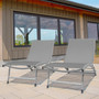 "CWTL2-PE" Clearwater 6 Position Aluminum Lounger W/Wheel 2Pc Set - Pearl