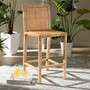"Sofia-Natural-CS" Sofia Modern And Contemporary Natural Finished Wood And Rattan Counter Stool